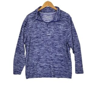 Tailorbyrd Sport Golf Blue Heather Long Sleeve 1/4 Zip Pullover Shirt-Large
